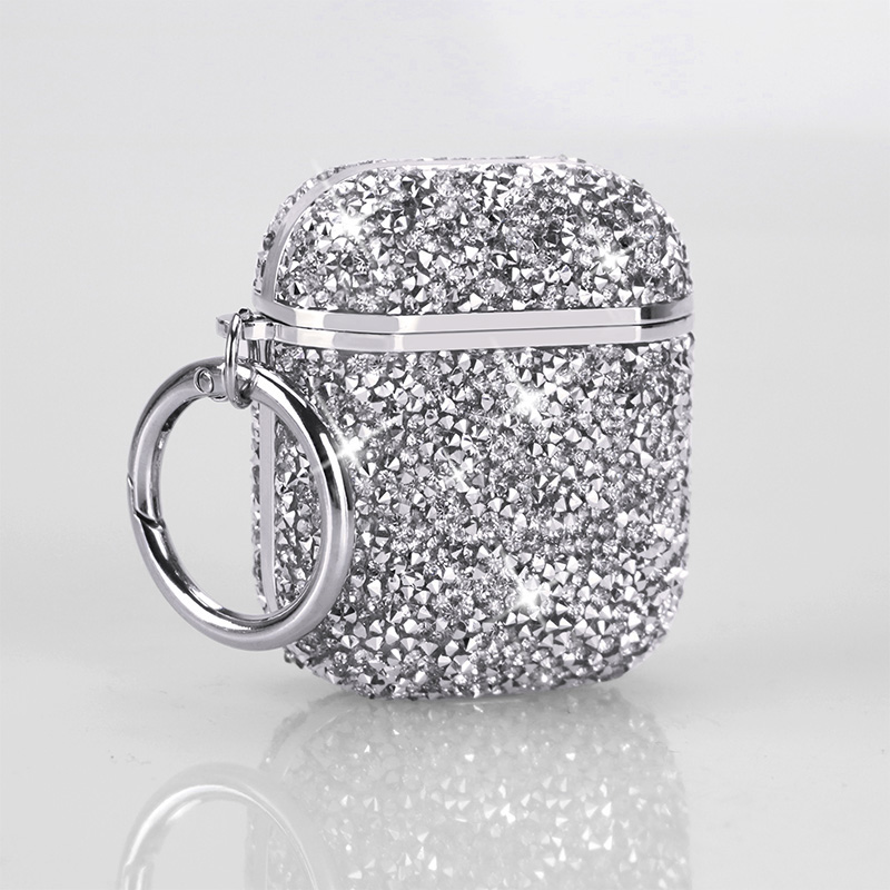 For Apple Airpods4 3 2 1 Pro Glitter Rhinestone Case Bling Diamond Hard Protective Funda for Airpods Bluetooth Earphone Bag: 2XS / Silver