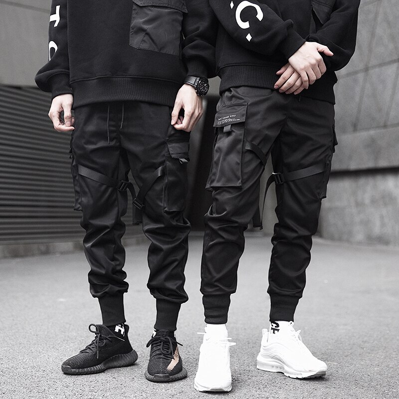 VERTVIE Männer Schwarz Hip Hop Fracht Männer Streetwear Baumwolle Jogger Jogginghose Casual hosen Sommer Harajuku Flut kleidung