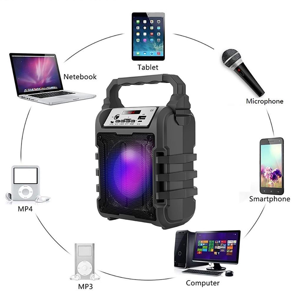 Portable Bluetooth Speaker TF AUX FM Radio Stereo Subwoofer with Microphone