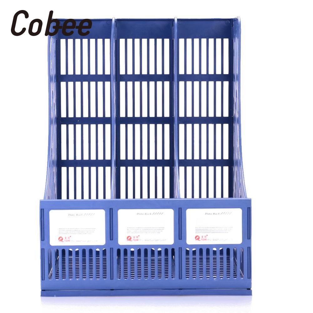cobee Plastic Three Sections File Rack Folder Office Supplies Storage Magazine Holder