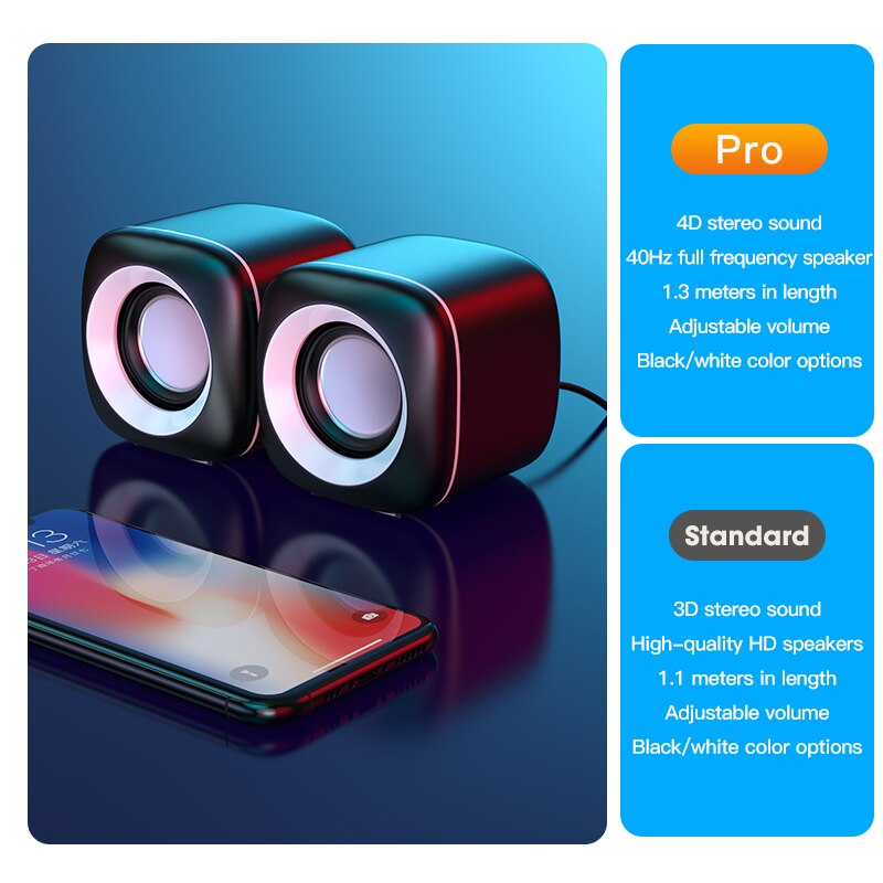 Computer Speakers Stereo Deep Bass Sound Box Speaker Voor Pc Laptop Muziekspeler Subwoofer Multimedia Luidsprekers Niet Soundbar