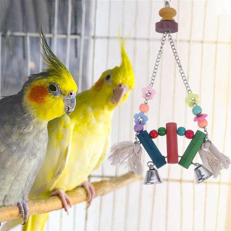 Image showcasing Funny Hanging Parrot Chewing Toy Bite Toy Bell Pen... – Vicedeal