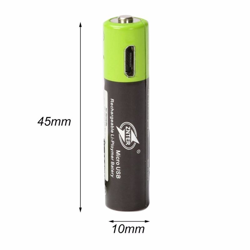 Znter aaa wiederaufladbarer akku znter 600 mah mirco usb 1.5v wiederaufladbarer lithium-polymer-akku, aufladung über usb-kabel