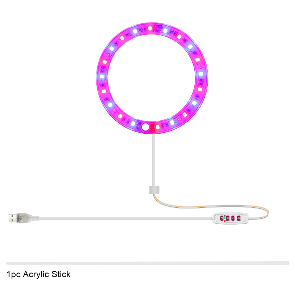 5V LED Grow Light 8/12/16H Timer USB Phyto Lamp Three Angel Ring Full Spectrum Phyto Lamp for Indoor Plants Flowers Growth Light: Red Blue 1 Ring