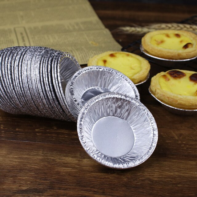 Moldes desechables de aluminio para tartas/tartas de 250 pulgadas, moldes para hornear Muffin Cupcake, vasos de papel de aluminio, 2,5 unids/paquete