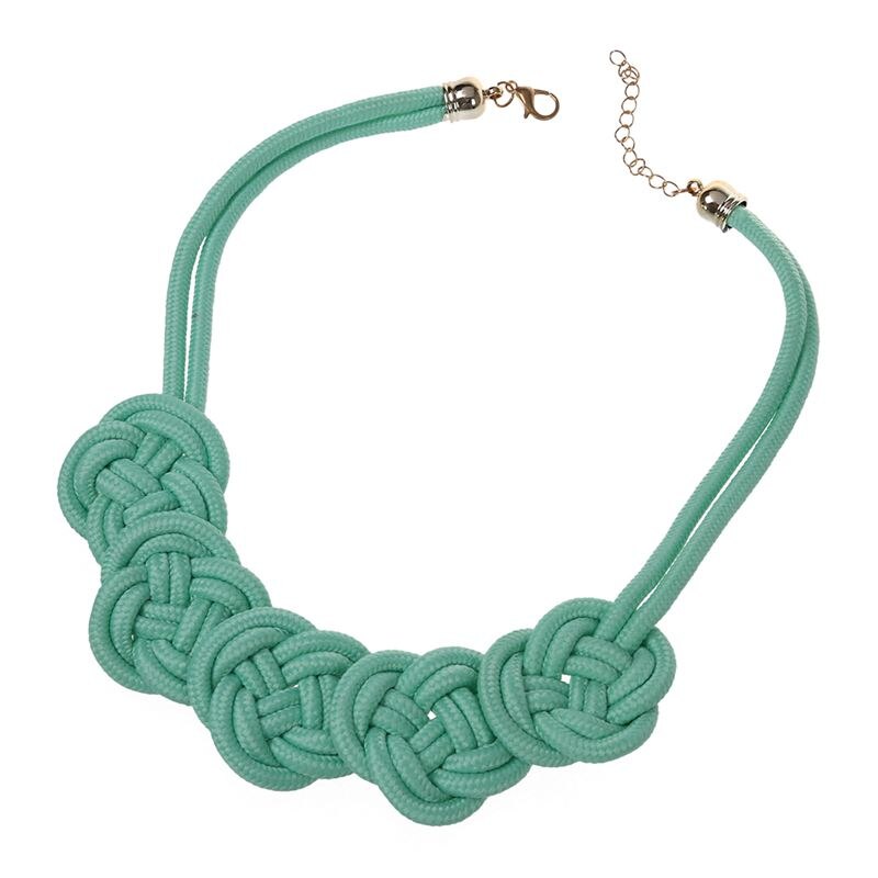 Bright Neon Knot Fabric Statement Collar Necklace - Green
