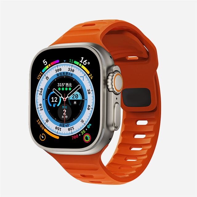 Silikonbänder für Apfel Uhr Band 49 mm 41 mm 45 mm 44 mm 40 mm 38 mm 42 mm Armbinde für iWatch Serie 9 8 7 6 5 4 Ultra 3 2 1 SE: 30 mm / orange
