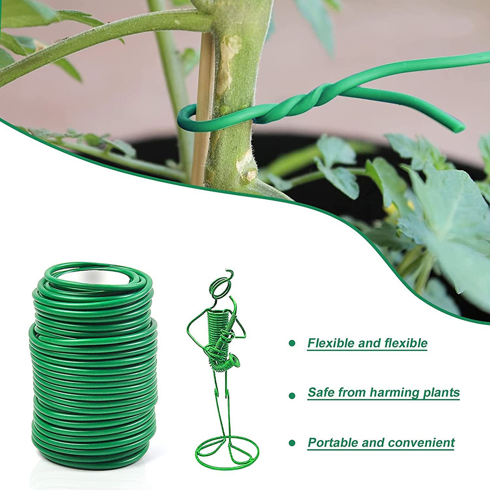 Attaches de câble de jardinage 8m/10m, ficelle végétale verte, Flexible, pliable, Support de jardin, attache de câble, fil d'acier enduit de caoutchouc réutilisable