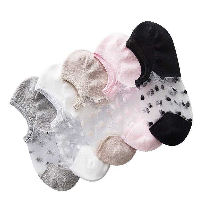 1Pairs Crystal Lace Socks Summer Women Transparent Lace Silk Flower Girls Elastic Invisible Short Boat Socks Female Sox