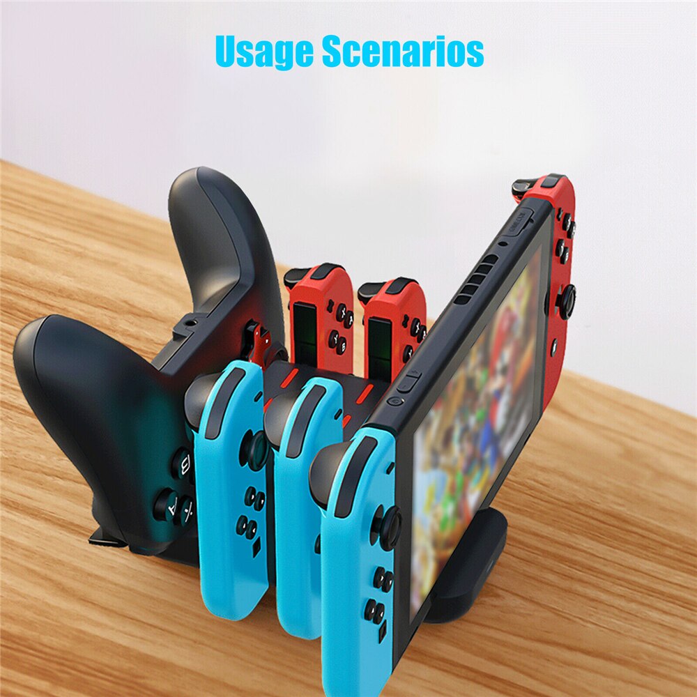 6 in 1 Charging Dock for Nintendo Switch Console Controller Gamepad Charger Dock Station DC5V/2A Charge Stand for NS Switch