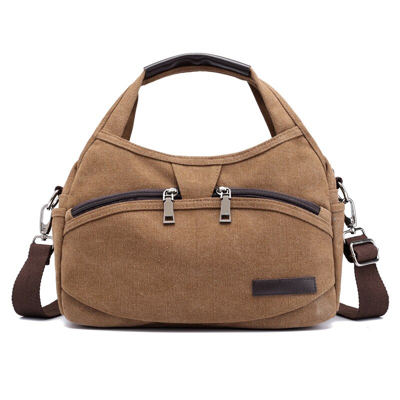 Kvky bolsas de lona femininas, nova bolsa de lona feminina transversal multifuncional pequena vintage de verão: Marrom
