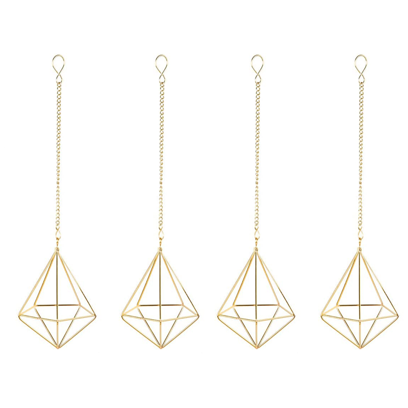 4 Pcs Nordic Style Hanging Tillandsia Air Plant Rack Wall Hanging Geometric Metal Tillandsia Air Plants Rack Holder: Default Title