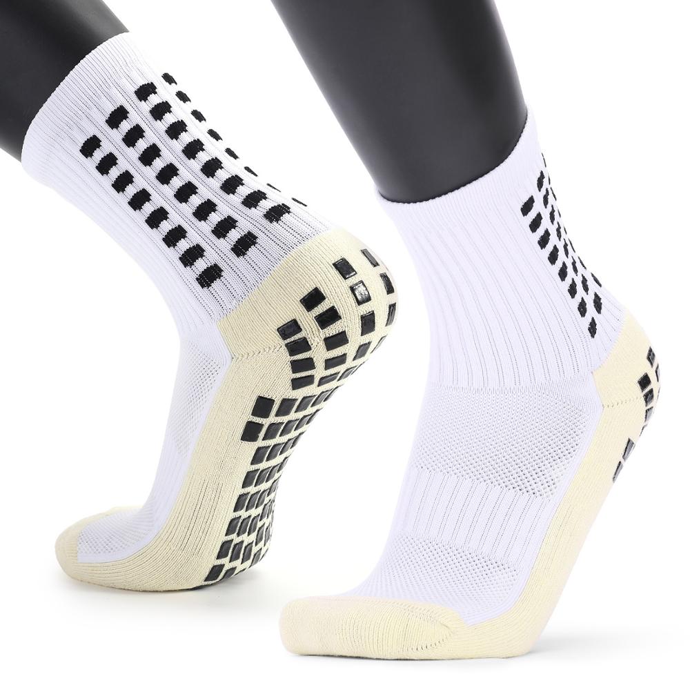 Calcetines deportivos gruesos para hombre, medias antideslizantes con dispensador de tubo para fútbol y baloncesto, novedad, venta de fábrica: White