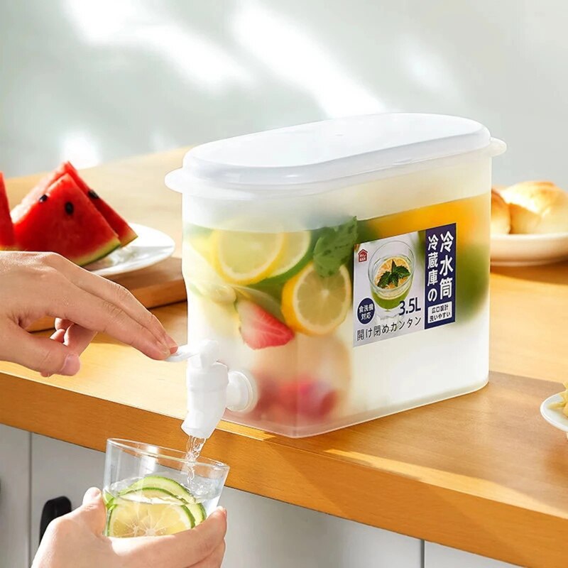 3500ml Water Jug With Faucet Lemon Juice Jug Kitchen Drinkware Kettle Pot Cold Water Bottle Container Heat Resistant Pitcher