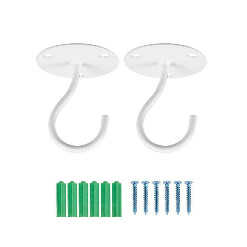 2x ścienny montaż sufitowy hak żelaza Sztuka latarnia wieszak na wiszące rośliny doniczka wiatr kuranty balkon wystrój ogrodu: biały