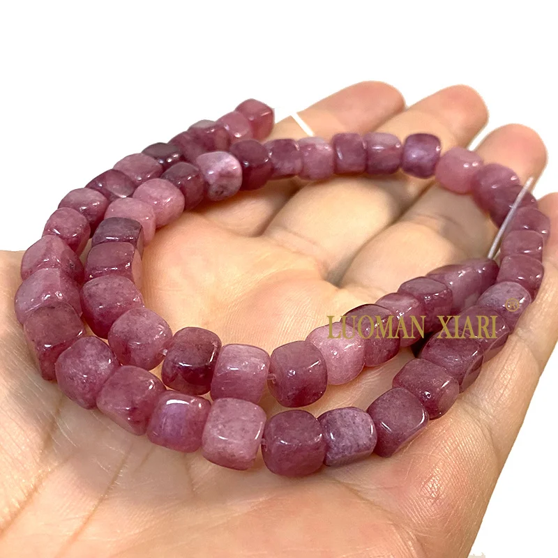 8x8MM Cube Chalcedony Dark Blue Orange Natural Stone Loose Square Spacer Bead for Jewelry Making DIY Bracelet Charms Accessories: PURPLE / 3mm