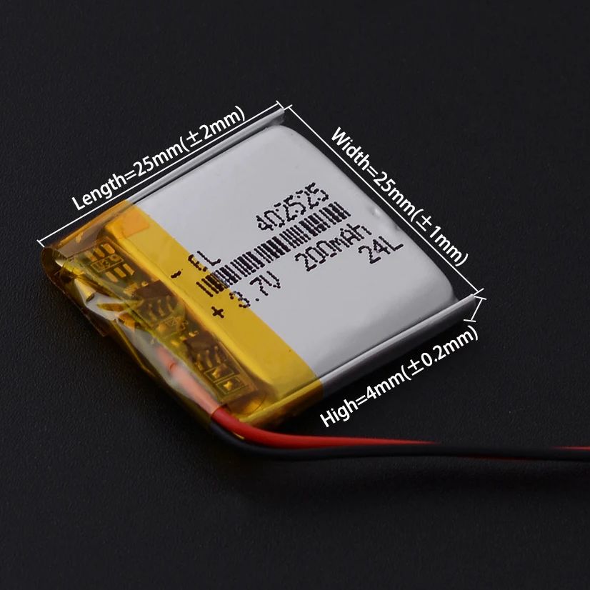 Batteria ricaricabile ai polimeri di litio Li-ione da 3,7 V 200 mAh 402525 302525 502525 602525 702525 802525 902525 102525