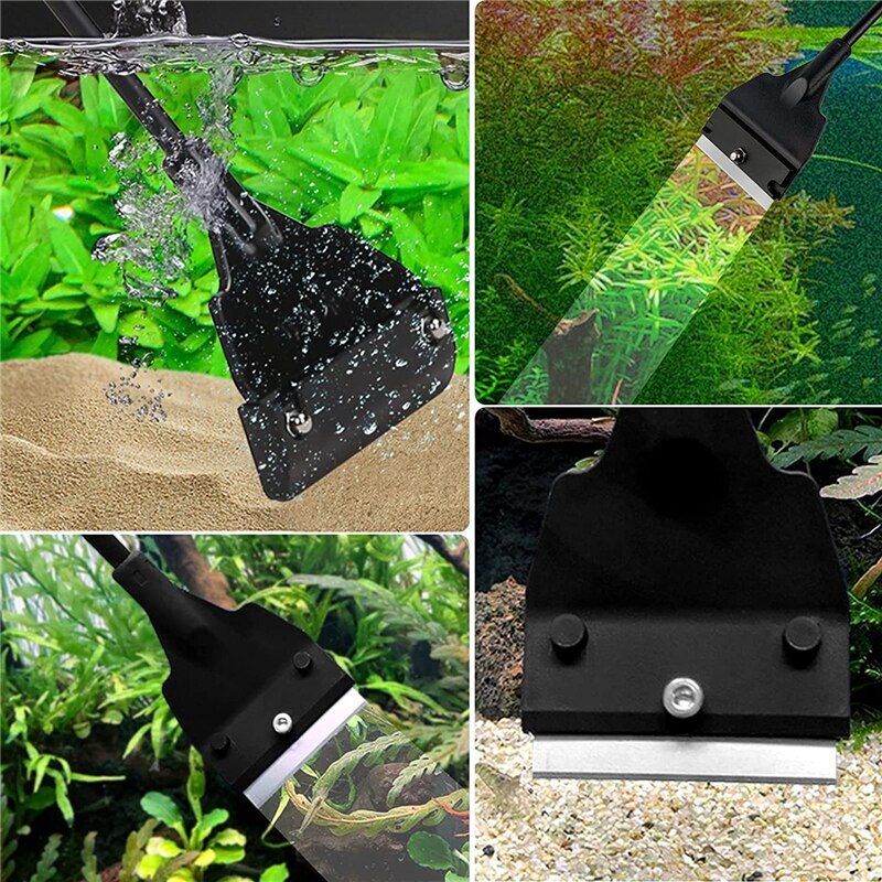 Fish Tank Algae Scraper With Long Handle Stainless Steel Aquarium Glass Impurities Remover Home Cleaning Tools