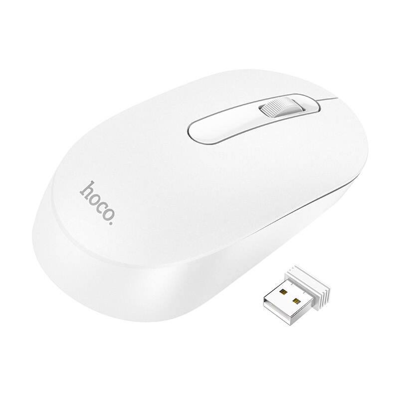 Hoco Portable Wireless Mouse 1200 DPI Silent Mouse For PC Computer/Laptop 2.4GHz Noiseless USB Wireless ABS Mice For Home Office: White