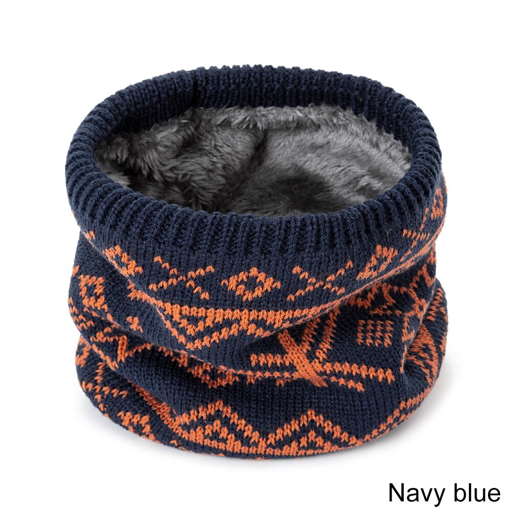 Winter warme sjaal voor vrouwen gebreide halsdoeken ringen pluche kinderen mannen kraag ring vrouwelijke foulard halsdoek: Marineblauw