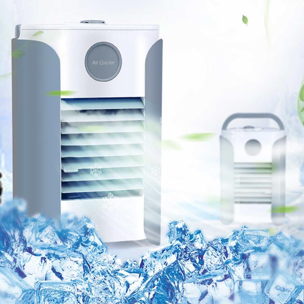 Minipöytätuuletin kannettava ilmastointilaite ilmankostutin ilmanjäähdytin tuuletin usb lataus säädettävä tuki bluetooth/radio/aux