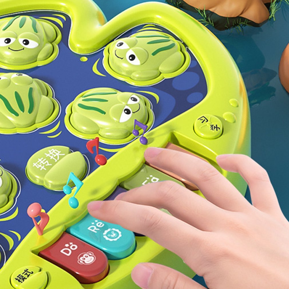 Frog Hit Hamster Percussion Game Machine Toy Frog Percussion Electronic Piano With Light Music Parent-child Interactive Toy