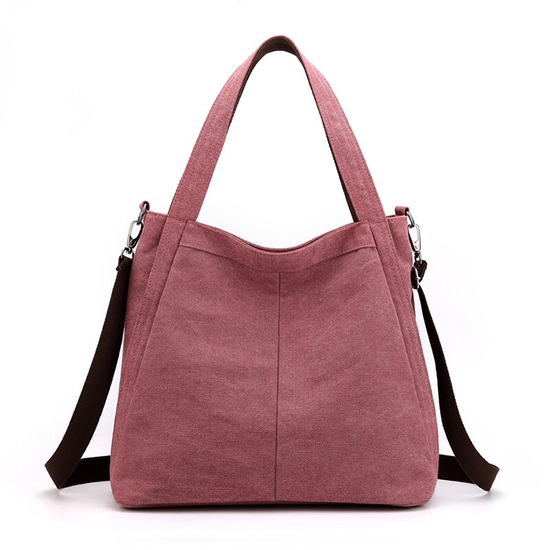 Grote Capaciteit Luxe Handtassen Vrouwelijke Draagtas Vrouwen Casual Canvas Handtas Opvouwbare Herbruikbare Schoudertassen Solid: Paars