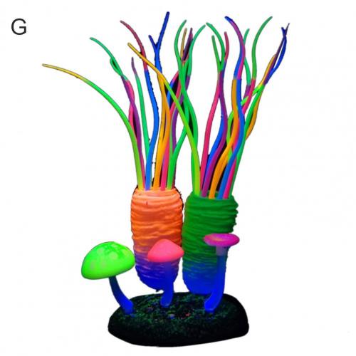 Simulação de silicone para aquário, planta marinha fluorescente de algas marinhas, enfeite colorido para aquário, decoração de aquário: G
