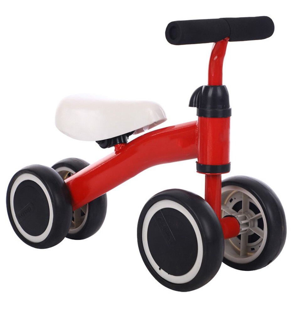 Baby mini cykel børnecykel med 4 hjul balance pedal legetøj firehjulet cykel i 1-3 år børn til læring gå scooter: Rød cykel