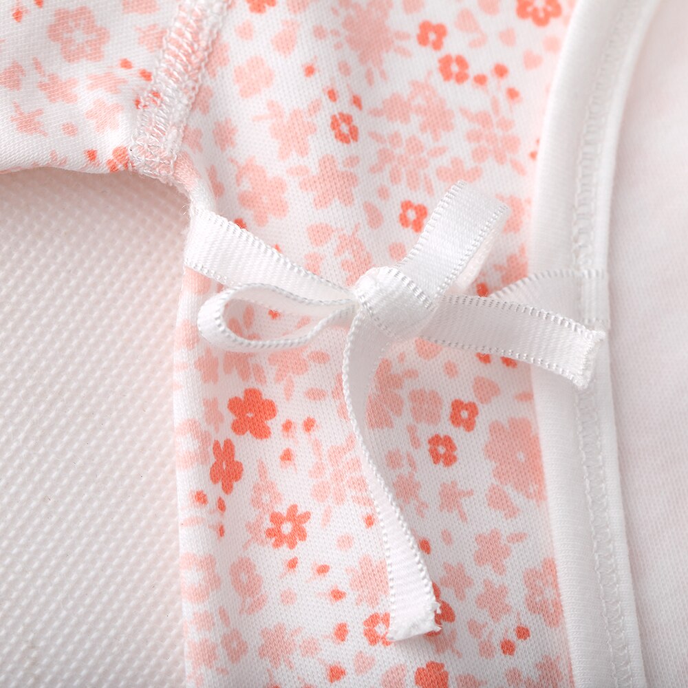 COBROO 2-Pack Baby Girl Footed Sleeper with Mittens 100% Cotton Butterfly Newborn Pajamas Set