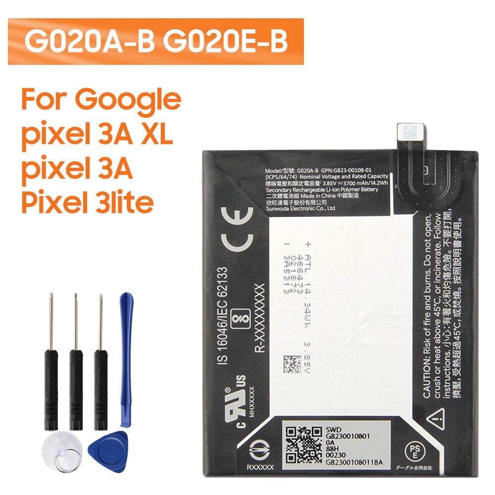 Alkuperäinen varapuhelimen akku  g020a- b google pixel 3a xl 3700 mah  g020e- b google pixel 3a pixel 3 lite 3000 mah