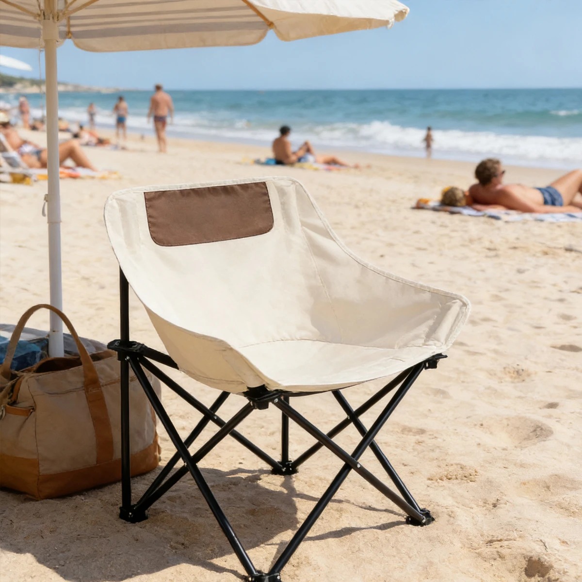 Överdimensionerad hopfällbar stol bärbar oxfordtyg hopfällbar pall för fiske picknick camping strand skissning, lätt liten häst