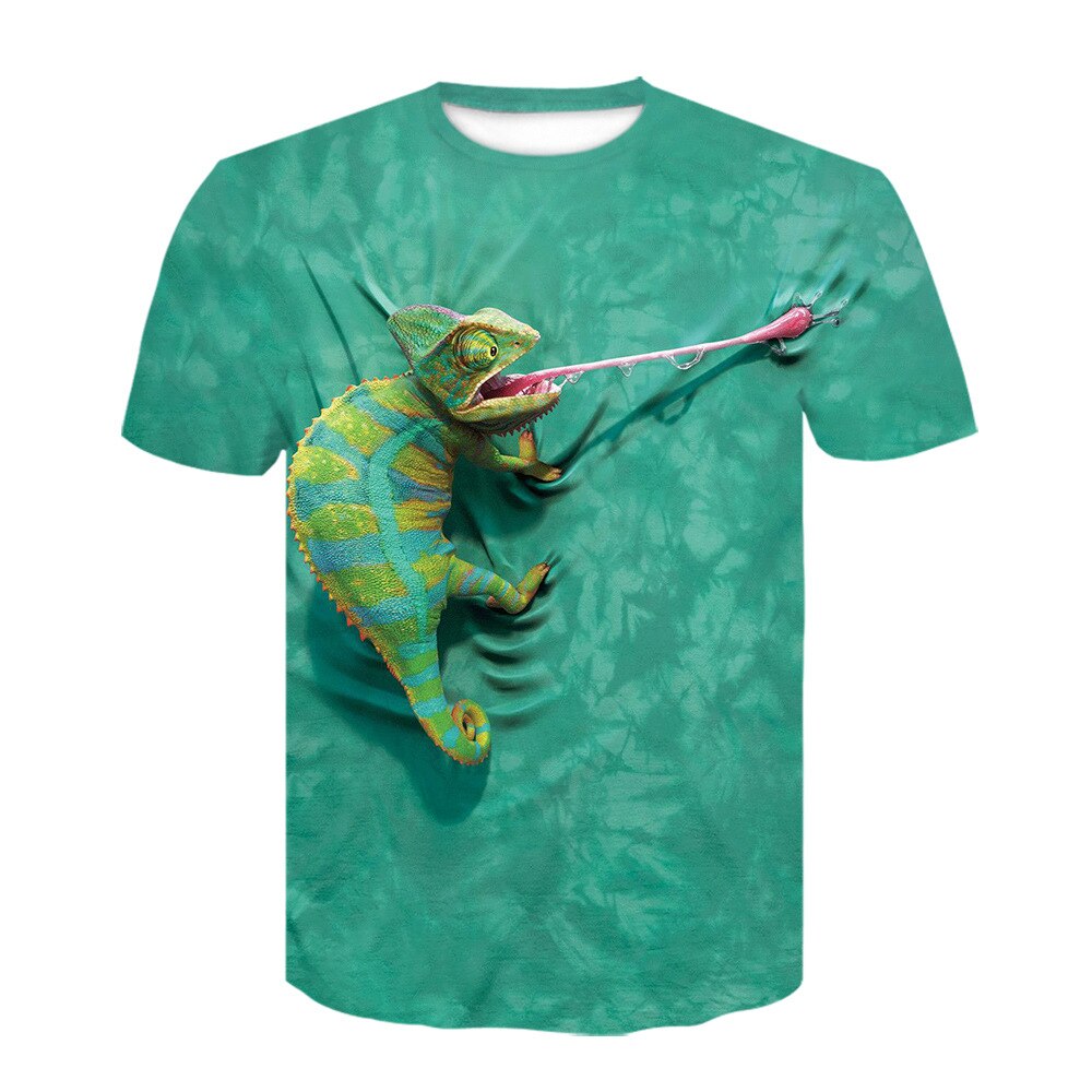 SITEWEIE Summer Animal 3D Printed Short-sleeved Lizard Men's T-shirt O-Neck Harajuku Men T Shirt T Tops G221: XXL