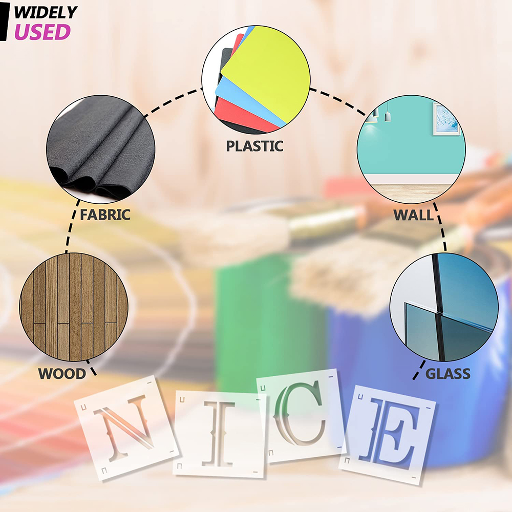 Letter Alphabet Stencils, 36 Pcs Reusable Letter and Number Interlocking templates, Art Craft Letter Stencils for Painting on Wo