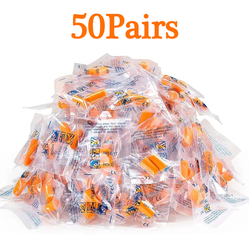 10/20/50 paar geräuschdämpfende ohrstöpsel für arbeit, studium, schlaf, reisen und flugreisen – weiche schaumstoff-ohrstöpsel zur lärmreduzierung, separat verpackt: Rot