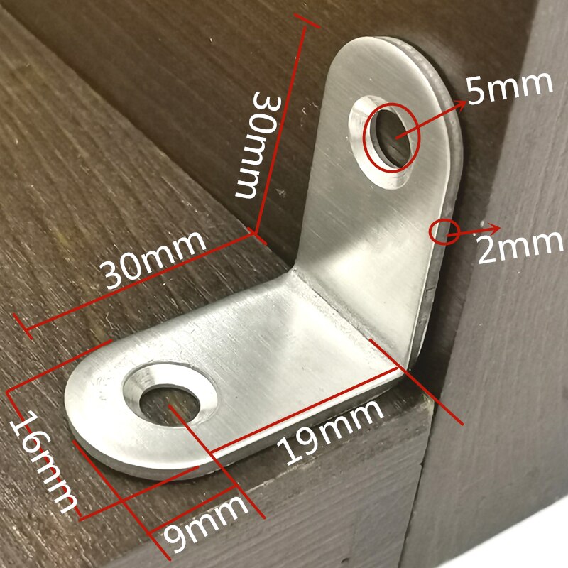 Stainless Steel L-shaped Angle Bracket 90 Degree Holder Furniture Connector Partition Triangle Fixed Block Laminated Bracket: JM16V3