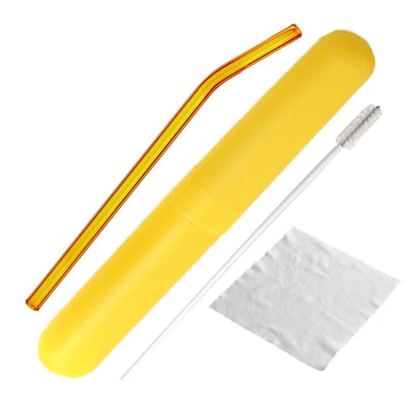 1 Juego de pajitas de vidrio reutilizables, pajilla recta reutilizable, Pajita para beber con cepillo de limpieza y paño de limpieza para bebidas frías y calientes: 10