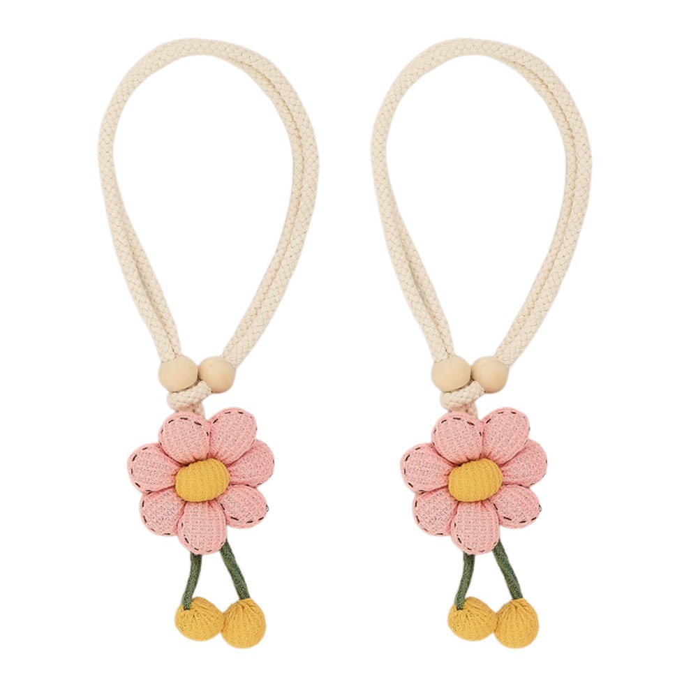 2PCS Adjustable Curtain Tie Sunflower Doll Flower Shape Curtain Rope Holders Cartoon Curtain Buckle Home Decor: Red