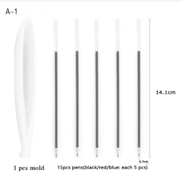 Resin pen mold expoxy pen refills silicium forme til resin art pen holder mold epoxy diy crafts resin casting forme: En -1 form og 15 penne