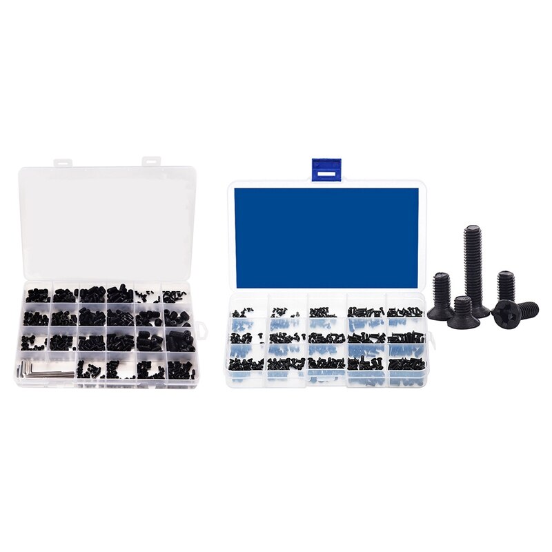 2 Set Screw Kit: 1 Set M2 M3 M4 M5 M6 M8 Screws Hexagon Headless Set &amp; 1 Set M2 M2.5 M3 Laptop Screws Kit: Default Title