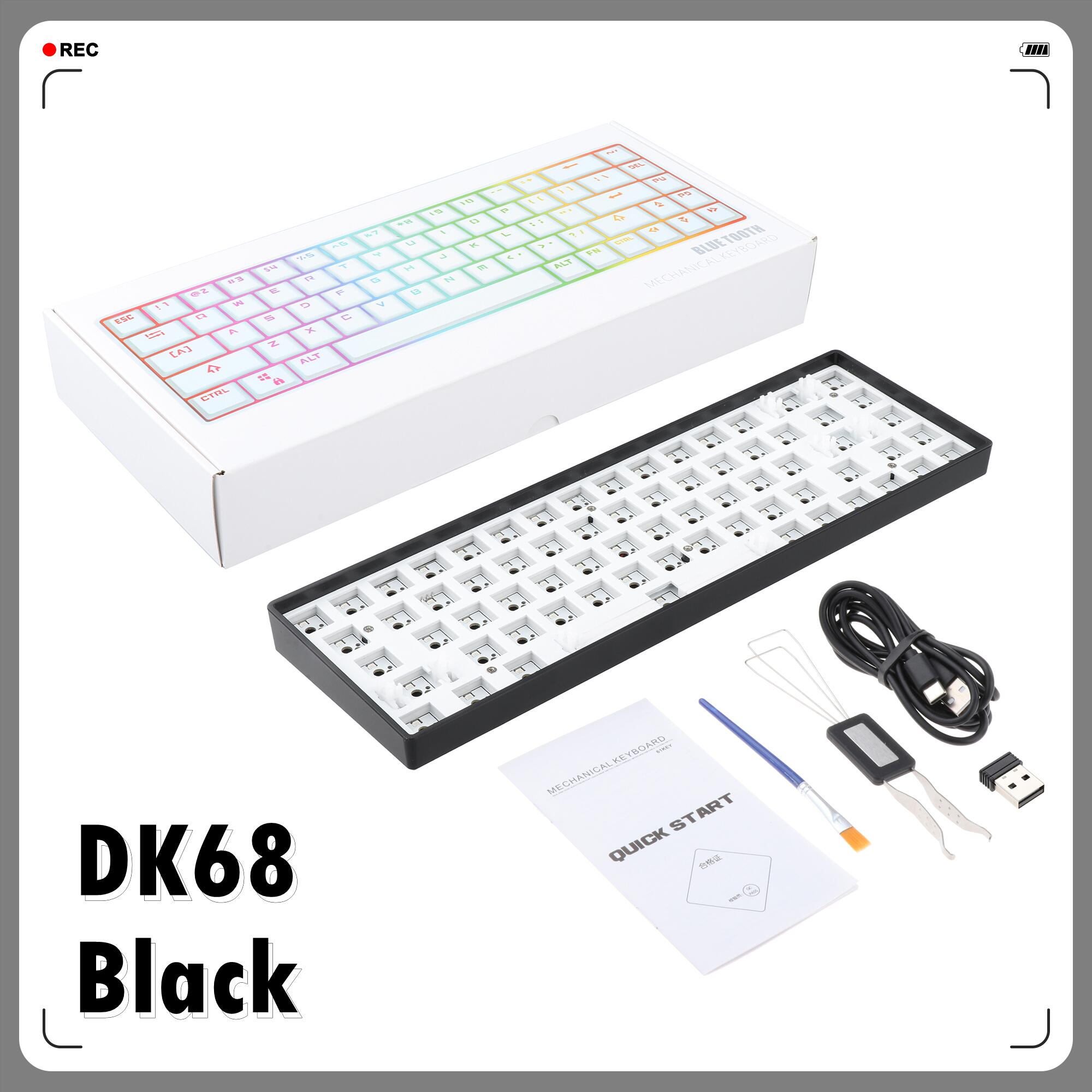 Dk61/dk68 3mode Wireless 3/5pin -swap Rgb Mechanical Keyboard Diy Kit 68 Keys 61keys Bluetooth5.0 2.4G Mechanical Keyboards: 68 Keys Black