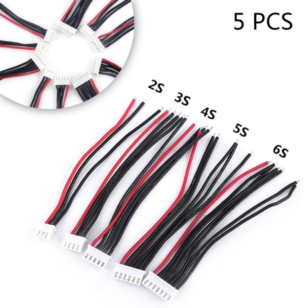 5Pcs/set 2S 3S 4S 5S 6S LiPo Battery Balance Charger Silicone Cable Wire JST-XH Connector Balancer Cable: 2S 6S