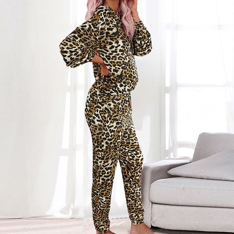 Imprimé pyjama ensemble femmes minceur ensemble de vêtements de nuit femmes pyjamas ensemble salon vêtements ensemble de nuit femmes vêtements de nuit automne