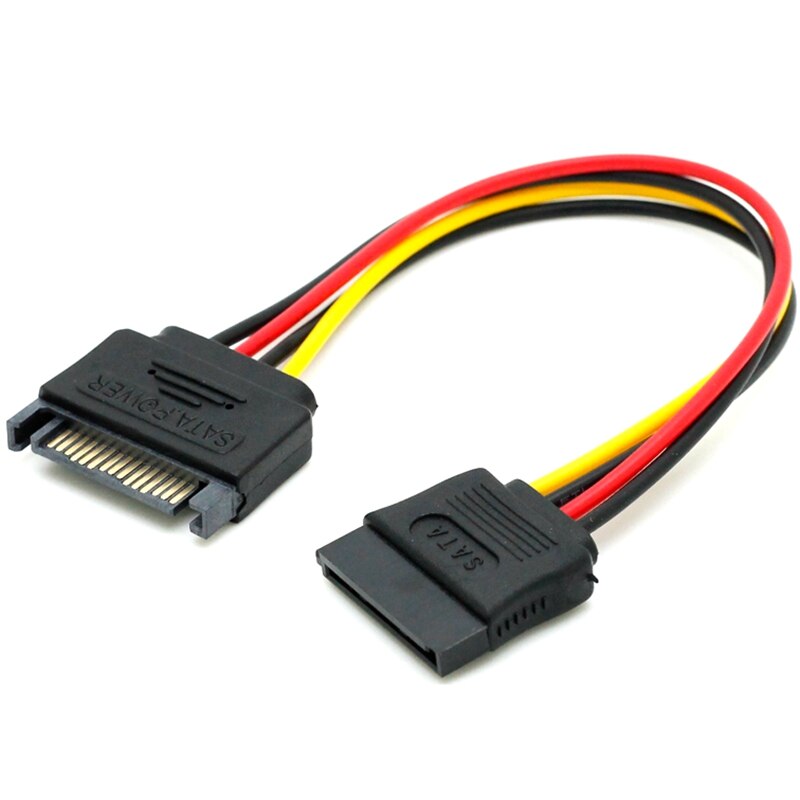 For Computer Case SATA 15Pin Hard Disk Power Supply Male to 2 Bus Splitter Extension Cable 90 Degree With Shrapnel: 1