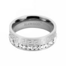 Hawson-anillo de acero inoxidable con incrustaciones de circonita para hombre, corbata biselada con borde biselado, accesorio de: Color dorado