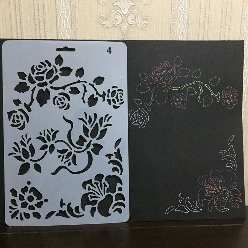 Eno hälsning blomschabloner plast ritstenciler för scrapbooking, konstvägg, gör-det-själv-album utsmyckningar korttillverkning