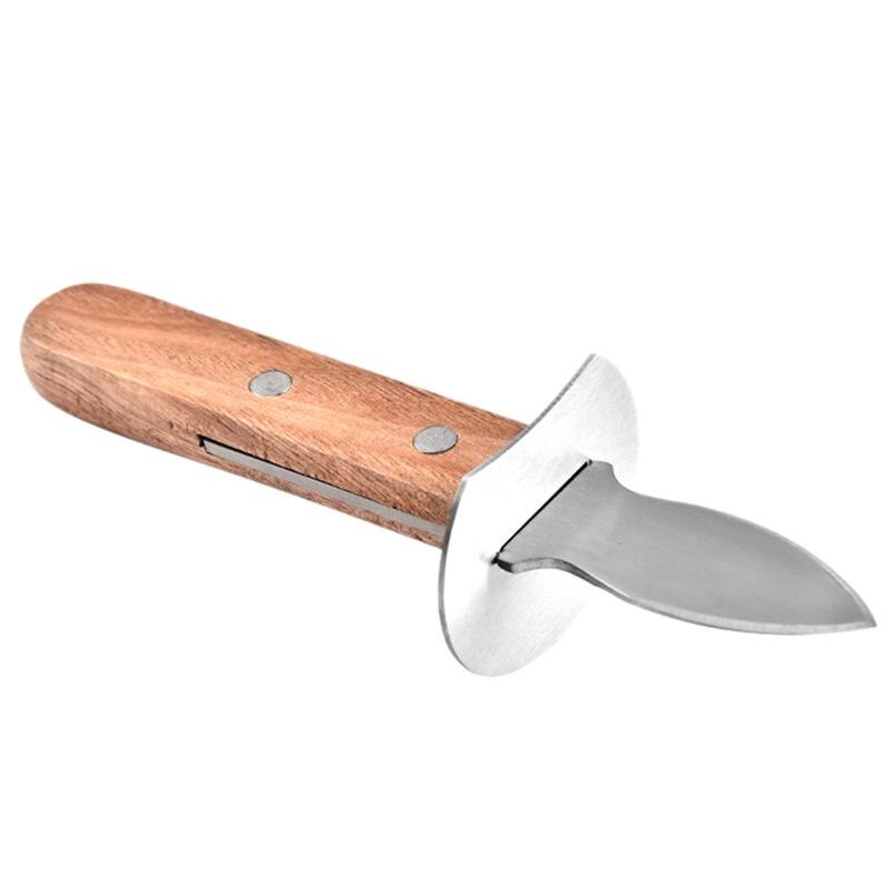 Stainless Steel Oyster Shucking Cutter Shellfish Opener Oyster Knives Wood Handle Scallop Shell Seafood Opener Tool: Default Title