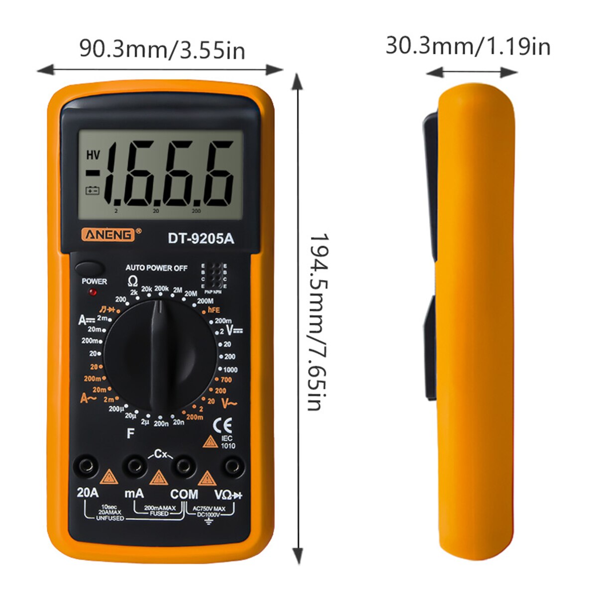 200 Mv-1000V DT-9205A Lcd Handheld Digitale Multimeter Ac/Dc Volt Amp Ohm Capaciteit Tester Met een Beugel Op De Rug