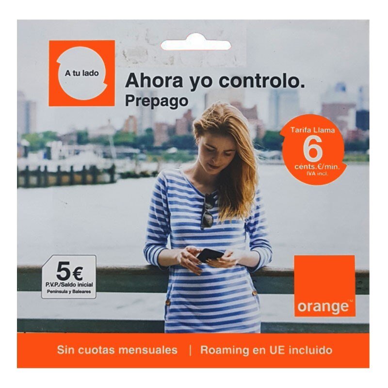 Tarjeta SIM prepago Orange Llama con 5€ de saldo y llamadas 6 cent/min. Internet 4G OPCIONAL con bono 500MB por 4€