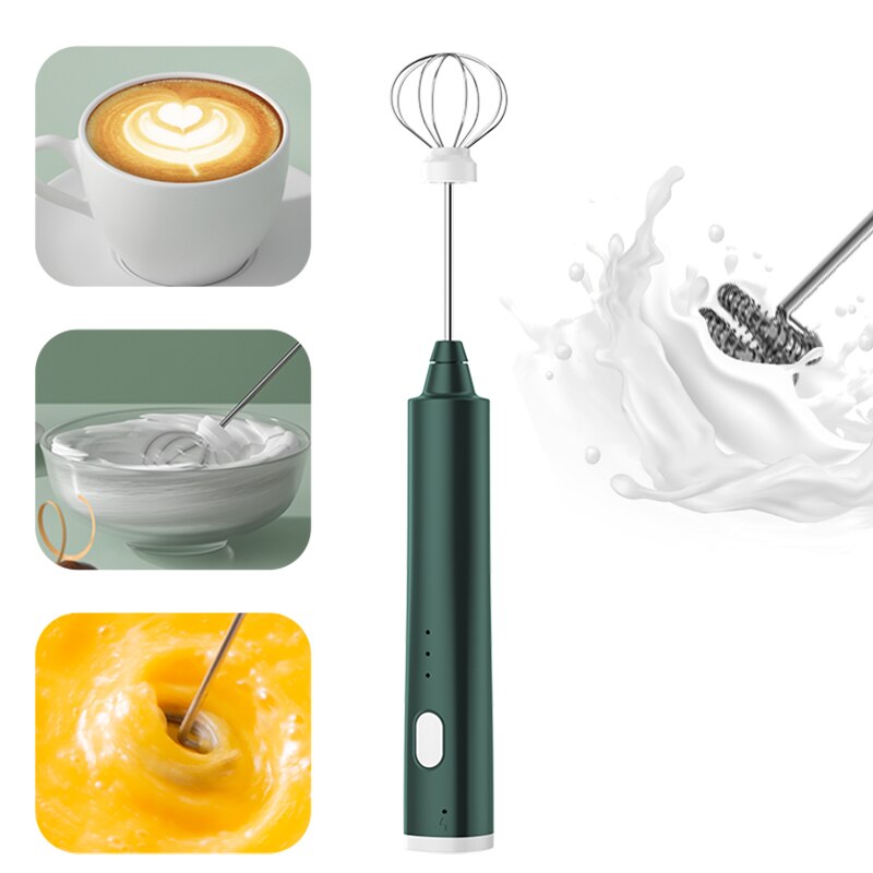 1 STUKS Oplaadbare Handheld Ei Beater 3 Snelheden Elektrische Melk Schuim Maker Mixer Koffie Drinken Beschuimende Wand Foamer